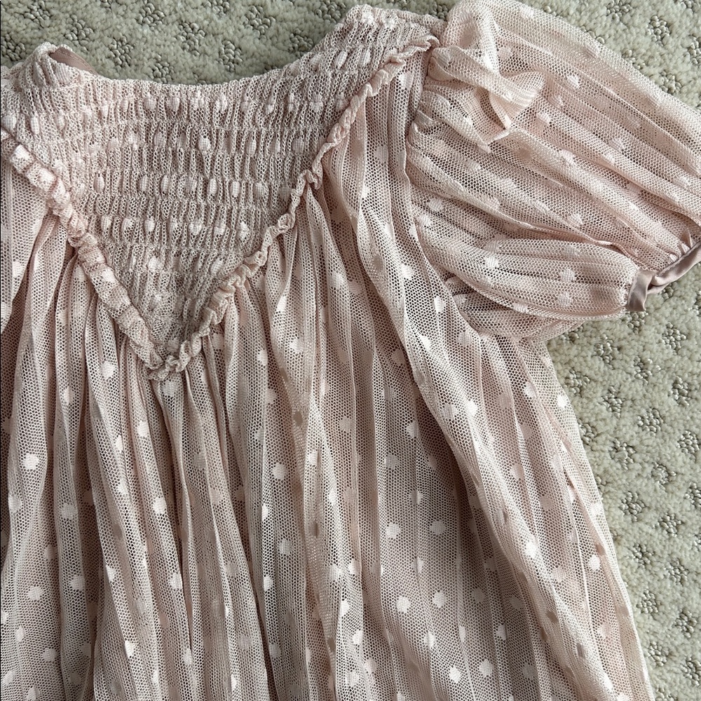 Zara Pale Pink Swiss Dot Puff Sleeve Dress - Picture 4 of 4